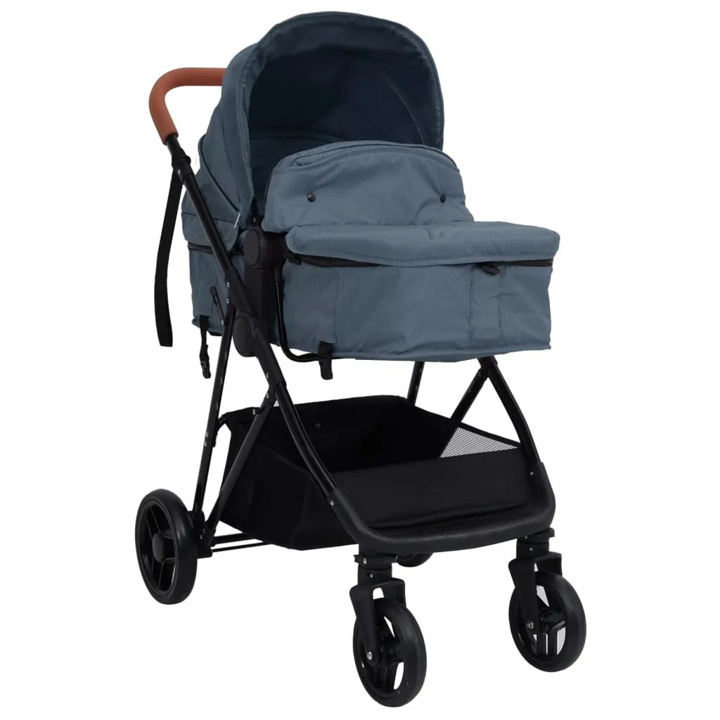 VidaXL 2-in-1 Kinderwagen Marineblau Und Schwarz Stahl 2 VidaXL 2-in-1 Kinderwagen Marineblau Und Schwarz Stahl – Bild 2