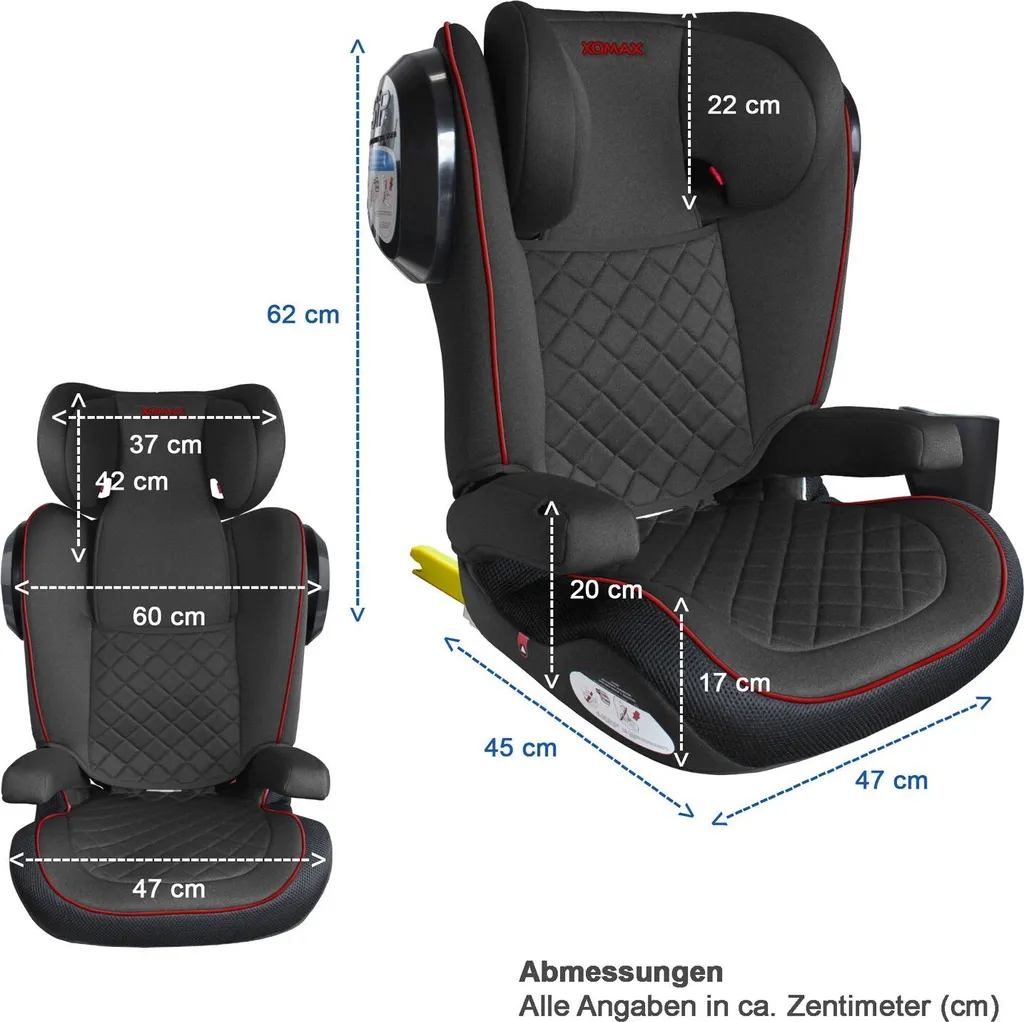 XOMAX A23 Auto Kindersitz Mit ISOFIX (Gruppe II, III) 15 - 36 Kg, Farbe:grey-black-sls 4 XOMAX A23 Auto Kindersitz Mit ISOFIX (Gruppe II, III) 15 - 36 Kg, Farbe:grey-black-sls - Image 4