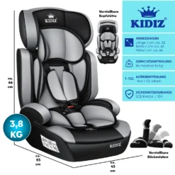 KIDIZ® Autokindersitz Kinderautositz ✓ Gruppe 1+2+3 ✓ 9-36 Kg 5-Punkt-Sicherheitsgurt, Autositz, Kindersitz, Einstellbare Kopfstütze | Mitwachsende Sitzerhöhung 1-12 Jahre, Stabil Und Sicher, Farbe:Grau -lionelo || HAUCK || Kinderkraft Verkäufe a23802ef1b4b978647ca3e0ffa598c92
