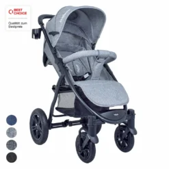 Daliya® VARIYO Buggy Kinderwagen Jogger XXl Sonnenverdeck Lederbezug Kautschuk Hartgummi Räder ( Set M, Grau )