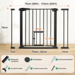 2Stück COMOMY Türschutzgitter Treppenschutzgitter Für Baby Kinder Sicherheitstür 74-103 Cm Breit Schwarz -lionelo || HAUCK || Kinderkraft Verkäufe a971f4bdf7ed1041ef87b045bfca05e9