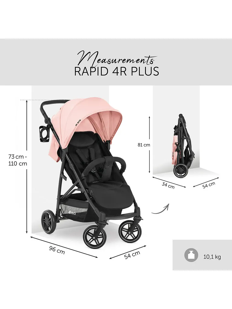 Hauck Baby Buggy Rapid 4R Plus, Rose Buggys Buggys 9 Hauck Baby Buggy Rapid 4R Plus, Rose Buggys Buggys - Image 9