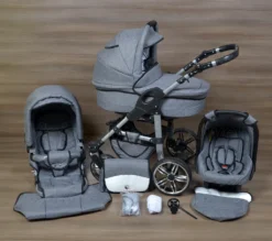LUXUS Kombi Kinderwagen Cleo BABY SMILE 3in1 Babyschale Autositz Babywanne Sportsitz 6