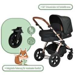 FableKids 3in1 Kombi-Kinderwagen Reisebuggy Inkl. Auto- Babyschale Buggy Faltbar Rosé Gold / Schwarz -lionelo || HAUCK || Kinderkraft Verkäufe aeb40bd8d871d6ba6346545a0366da9e