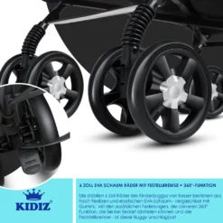 KIDIZ® Kinderwagen City-Pro Buggy Kinderbuggy Klappbar Liegebuggy Sportwagen Faltbar 360° 6-Zoll-Rädern Inkl. Moskitonetz , Fußsack Und Regenverdeck Zusammenklappbar Schlaffunktion, Farbe:Schwarz -lionelo || HAUCK || Kinderkraft Verkäufe b0bc543669d29bb9e450d2f939fca1f7