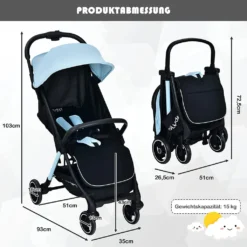 COSTWAY Buggy Zusammenklappbar Mit 5-Punkt-Gurt Verstellbare Rückenlehne & Sonnenverdeck Kinderwagen (Blau) -lionelo || HAUCK || Kinderkraft Verkäufe b21b37e672cdb9d33ed323f9ec24ef60