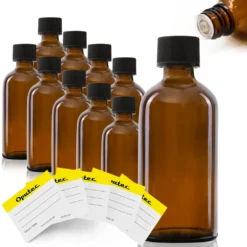 10 X 100ml Tröpfler-Flasche Braunglas, Schwarzer Deckel