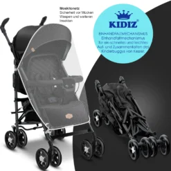 KIDIZ® Kinderwagen City-Pro Buggy Kinderbuggy Klappbar Liegebuggy Sportwagen Faltbar 360° 6-Zoll-Rädern Inkl. Moskitonetz , Fußsack Und Regenverdeck Zusammenklappbar Schlaffunktion, Farbe:Schwarz -lionelo || HAUCK || Kinderkraft Verkäufe b4de87c581dcb3eb25ab3ae4bdb0e2a5