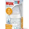 NUK First Choice+ Glas-Babyflasche 10211033 | 120ml | 0-6 Monate | Weiß
