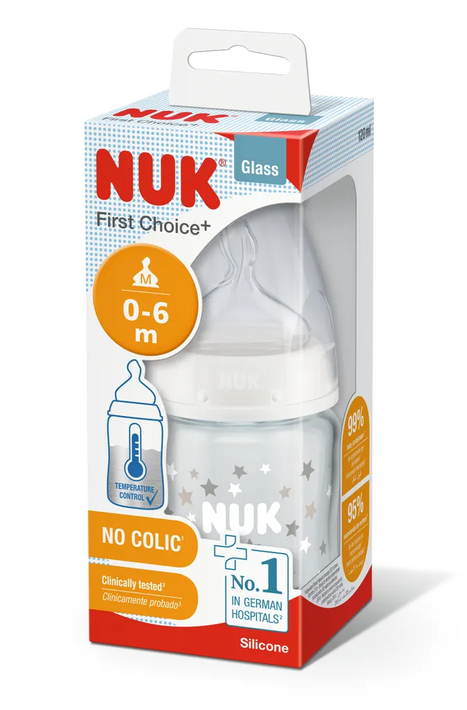 NUK First Choice+ Glas-Babyflasche 10211033 | 120ml | 0-6 Monate | Weiß 1 NUK First Choice+ Glas-Babyflasche 10211033 | 120ml | 0-6 Monate | Weiß
