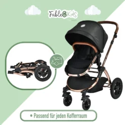 FableKids 3in1 Kombi-Kinderwagen Reisebuggy Inkl. Auto- Babyschale Buggy Faltbar Rosé Gold / Schwarz -lionelo || HAUCK || Kinderkraft Verkäufe bdd22fa2cea5bdd1e487ab84a4675eaa