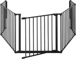 Tectake Kaminschutzgitter Agni Aus 5 Elementen Mit Sicherheitstür - Schwarz