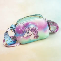 1x Grün Einhorn Umhängetasche Cartoon Quadratische Tasche Mädchen Kindertasche Handtaschen