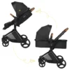 Skiddoü Kinderwagen 2 In 1 Nasjo, Leichter Buggy Und Babywanne, Robuste Aluminiumrahmen, Kompakte Größe, Blockademöglichkeit Der Vorderräder, Handbremse, Belüftungssystem, Schwarz