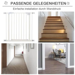 PawHut Türschutzgitter Ohne Bohren 74-80 Cm Einstellbar Treppenschutzgitter Absperrgitter Mit Doppelter Verschluss Hunde Absperrgitter Für Haustier Hundetürgitter Auto-Close Metall Kunststoff Weiß -lionelo || HAUCK || Kinderkraft Verkäufe d0b50c819ad1b054f1a4180f66d54587