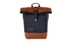 Moon Premium Rolltop Rucksack, Moon Buggy:Navy/Brown Leather