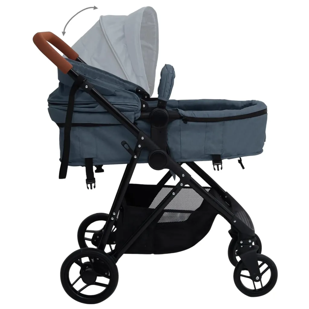 VidaXL 2-in-1 Kinderwagen Marineblau Und Schwarz Stahl 6 VidaXL 2-in-1 Kinderwagen Marineblau Und Schwarz Stahl – Bild 6