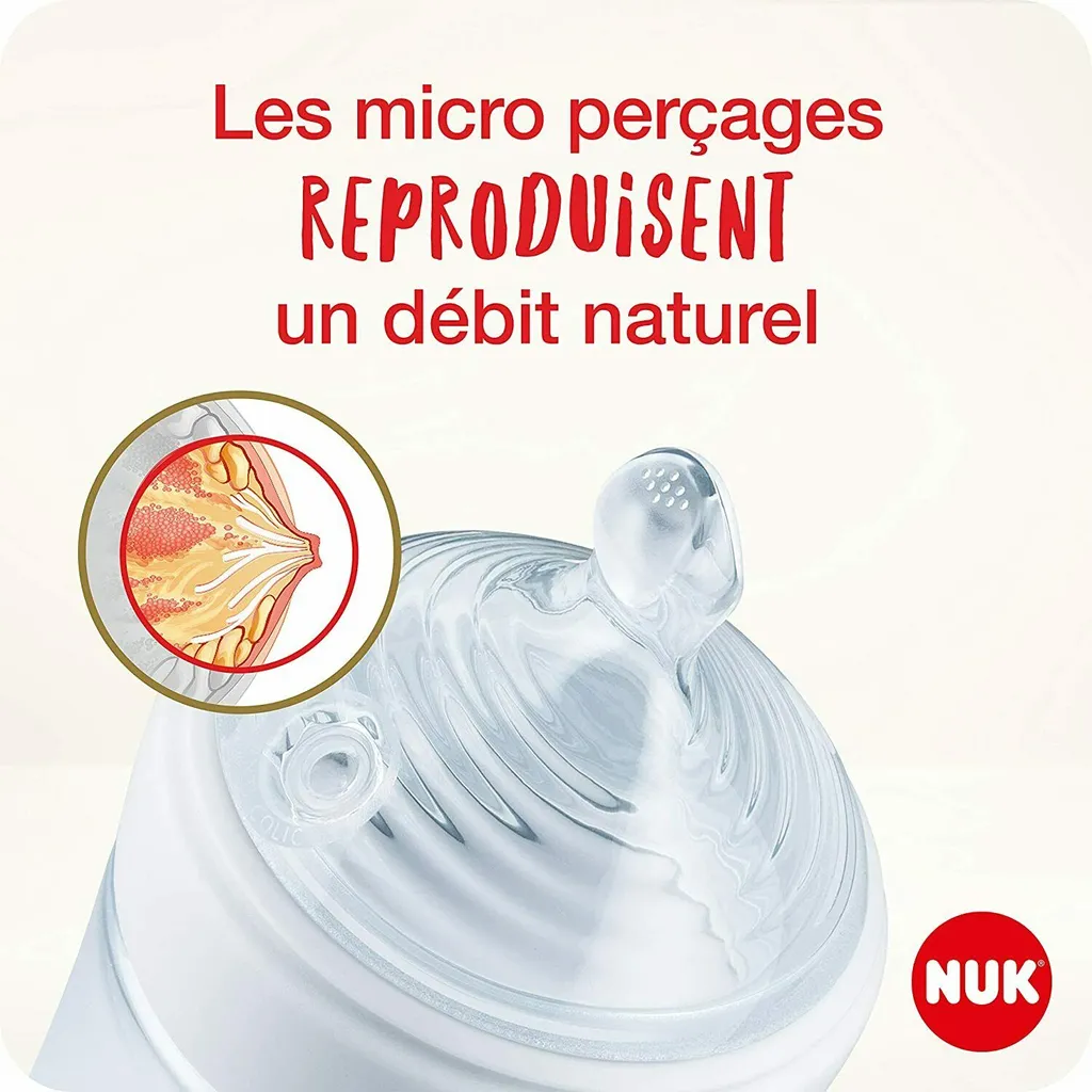 NUK Trinkflaschen Aus Glas, Nature Sense, 240 Ml, 0-6 Monate, Anti-Kolik, BPA-frei, Silikon, 3 Stück 3 NUK Trinkflaschen Aus Glas, Nature Sense, 240 Ml, 0-6 Monate, Anti-Kolik, BPA-frei, Silikon, 3 Stück - Image 3