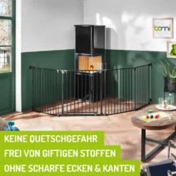 BOMI Kaminschutzgitter Milo 100-525 Cm | Extrabreite Tür: 75 Cm Durchgang & Feststellfunktion | Schutzgitter Für Kaminofen In Schwarz | Kaminschutzgitter Ohne Wandmontage | Kindergitter XXL -lionelo || HAUCK || Kinderkraft Verkäufe e9e701e533ebfccf5d65eb898c0513f8