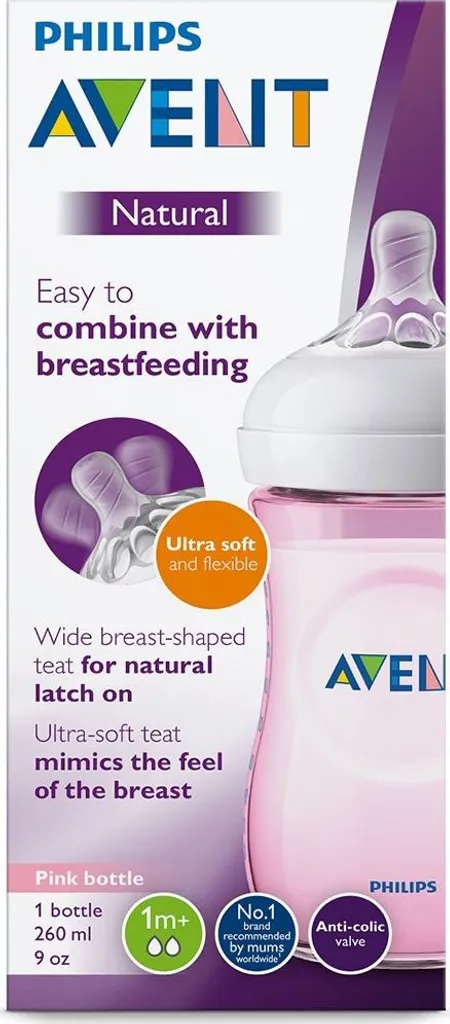 PHILIPS AVENT PHILIPS SCF034 / 17 Natural 2.0 Babyflasche - 260ml - Rosa 2 PHILIPS AVENT PHILIPS SCF034 / 17 Natural 2.0 Babyflasche - 260ml - Rosa - Image 2