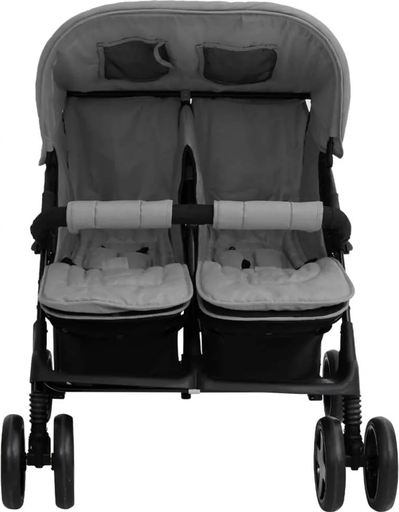 VidaXL Geschwisterwagen Hellgrau Stahl 6 VidaXL Geschwisterwagen Hellgrau Stahl - Image 6