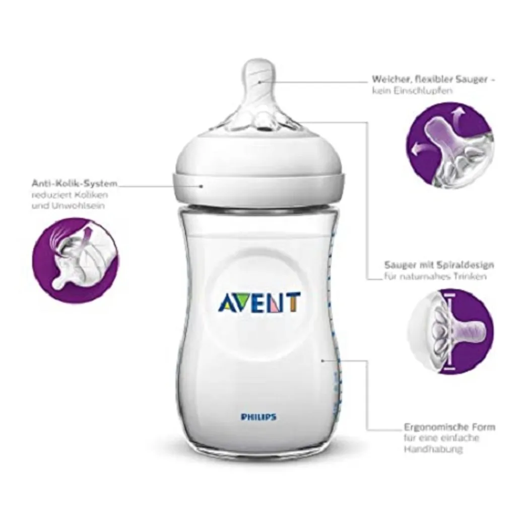 PHILIPS AVENT Natural Flasche 260 Ml Anti-Kolik-System Blau 2er Pack 2 PHILIPS AVENT Natural Flasche 260 Ml Anti-Kolik-System Blau 2er Pack – Bild 2