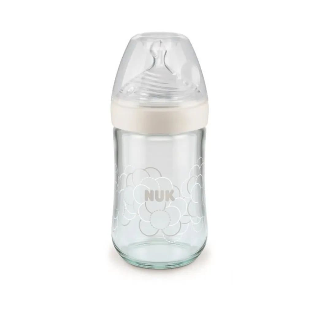 NUK Trinkflaschen Aus Glas, Nature Sense, 240 Ml, 0-6 Monate, Anti-Kolik, BPA-frei, Silikon, 3 Stück 4 NUK Trinkflaschen Aus Glas, Nature Sense, 240 Ml, 0-6 Monate, Anti-Kolik, BPA-frei, Silikon, 3 Stück - Image 4