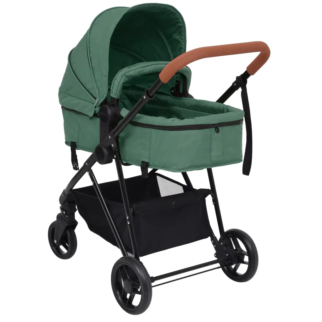 VidaXL 2-in-1 Kinderwagen Grün Und Schwarz Stahl 4 VidaXL 2-in-1 Kinderwagen Grün Und Schwarz Stahl – Bild 4