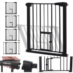 COMOMY 74 - 103cm Treppenschutzgitter Türschutzgitter Türgitter Treppen Absperrgitter Ohne Bohren, Schwarz