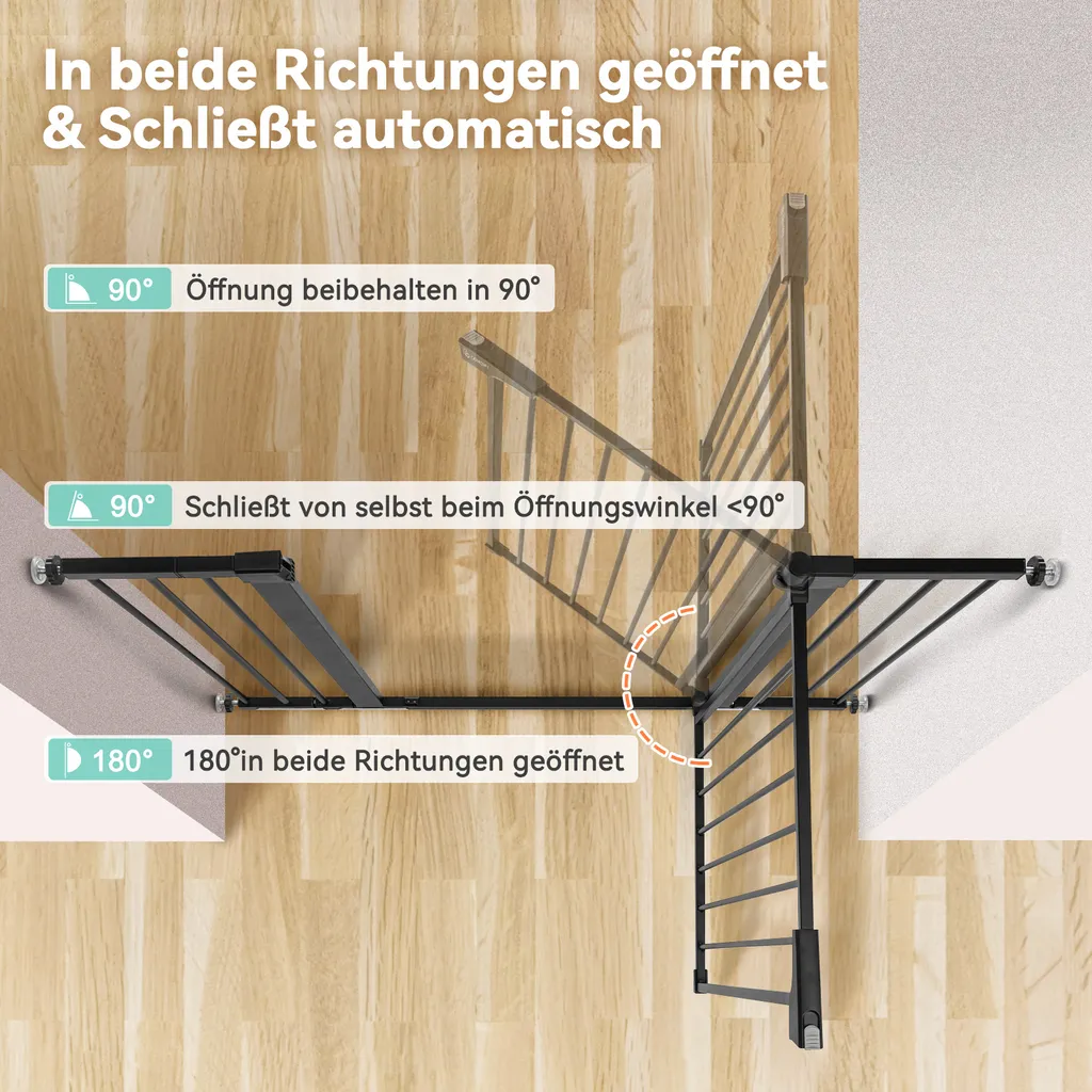 91cm Extra Türschutzgitter Für Kinderschutzgitter, Stop N 75 Bis 124cm Breit, Auto Close Extra Breites Hundetor Für Haus, Druck Montiert Einfacher Durchgang Haustiertor, Schwarz 3 91cm Extra Türschutzgitter Für Kinderschutzgitter, Stop N 75 Bis 124cm Breit, Auto Close Extra Breites Hundetor Für Haus, Druck Montiert Einfacher Durchgang Haustiertor, Schwarz - Image 3