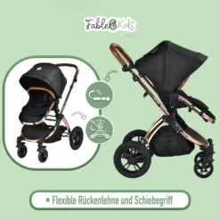 FableKids 3in1 Kombi-Kinderwagen Reisebuggy Inkl. Auto- Babyschale Buggy Faltbar Rosé Gold / Schwarz -lionelo || HAUCK || Kinderkraft Verkäufe fa1922f026816e52c28a3c196d718700