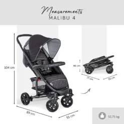 Hauck Malibu 4, Betthimmel, Reisesystem-Babywagen, Beide Geschlechter, Feste Räder, Faltbar, Schwarz, Silber -lionelo || HAUCK || Kinderkraft Verkäufe fb597e84f9f21f20d730d6f43c08773b
